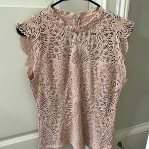 White House Black Market Lace Blouse - Blush Pink